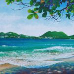 Vigie Beach, St. Lucia, Acrylic on canvas, 18x36"