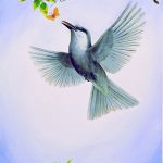 Grey Kingbird, Watercolour & acrylic on paper, 20x15"