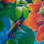 Jamaican Mango & African tulip, Acrylic on canvas, 12x8"