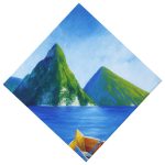 Pitons, St. Lucia, Acrylic on canvas, 12x12"