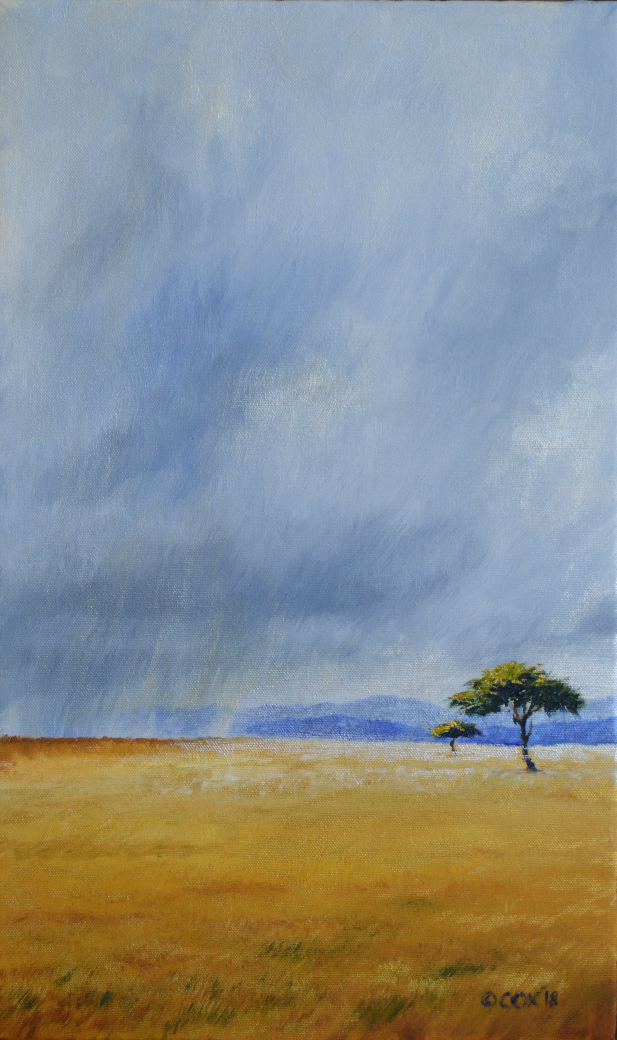 'Mara Rains', acrylic on canvas, 20x12"